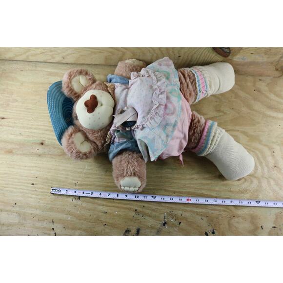 Furskins Teddy Bear Hattie Brown 2 Outfits Hat Vintage 1984 Xavier Roberts 22" - Picture 8 of 10